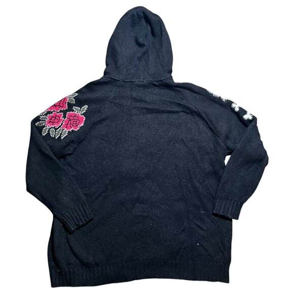 Torrid Women Sweater 4X Black Graphic Cardigan Full Zip Skull Rose Indie Sleaze - Picture 8 of 11